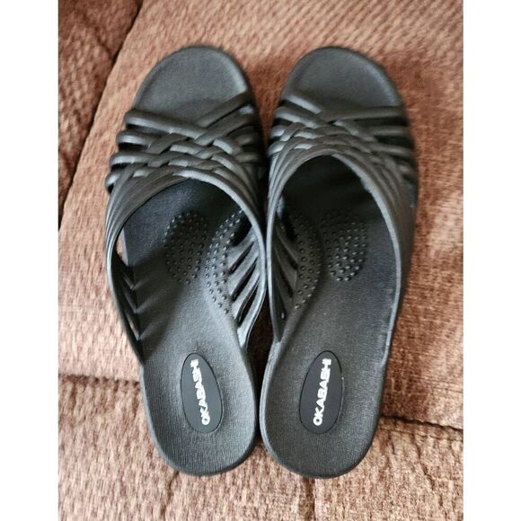 NWOT Okabashi Orthopedic womens Flip Flop Black Rubber Sandals Size M 6.5/7.5 - Picture 3 of 6